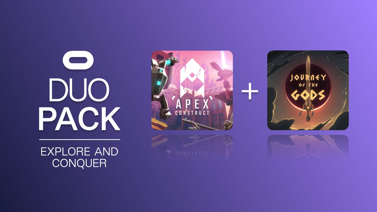 ApexConstructVR's tweet image. Adventurers get ready to explore and conquer in this weeks #Quest Duo Pack! 

Grab Apex Construct &amp;amp; Journey of Gods for an incredible 𝟯𝟯% 𝗼𝗳𝗳! 🤩

👉 ocul.us/3L8bxci 👈

#vr #virtualreality #quest2
