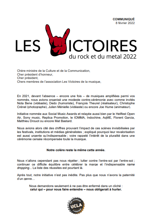 ChansonAddition's tweet photo. Notre colère reste la même cette année.
#VictoiresDeLaMusique https://t.co/UHIHyvdHsv