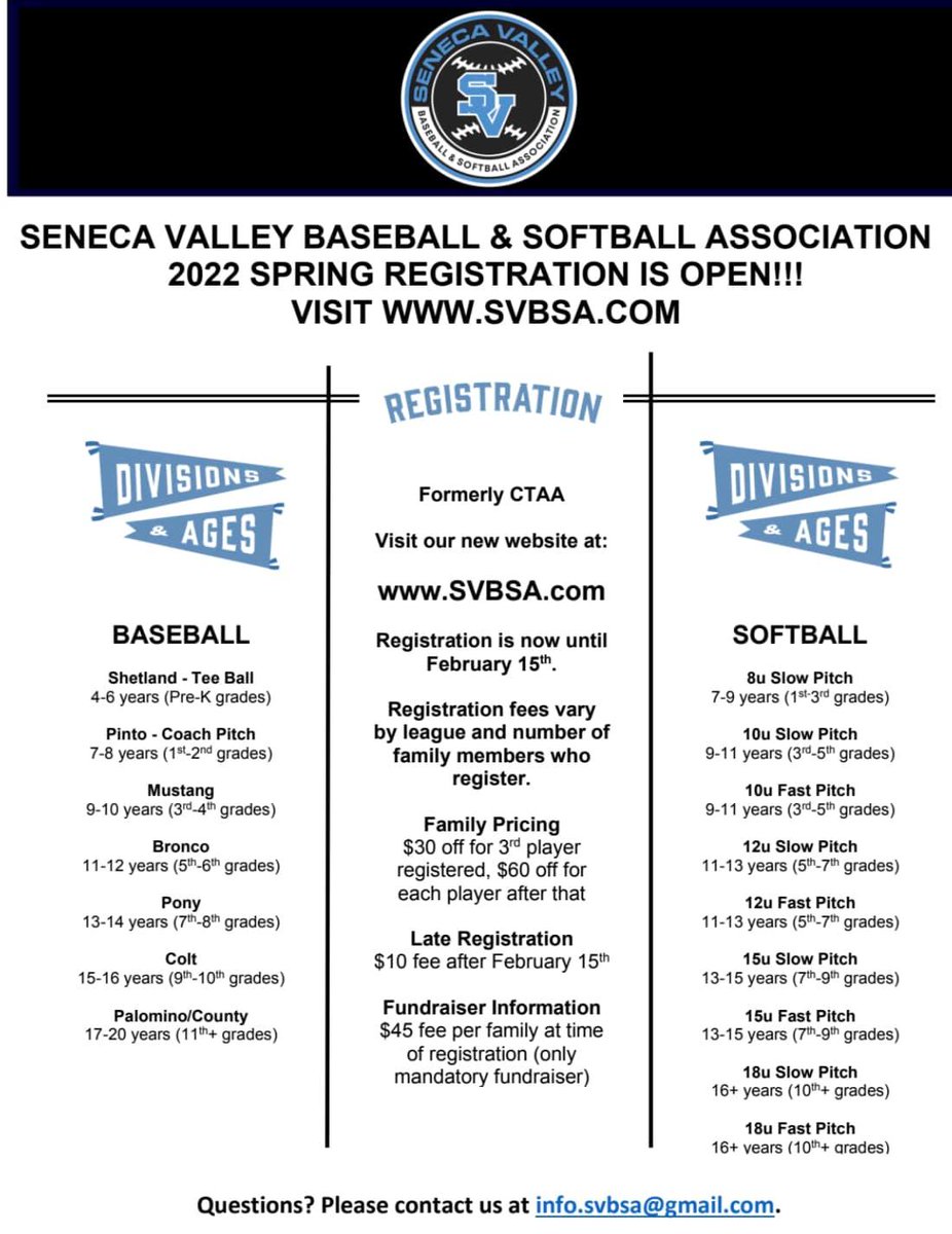 Seneca Valley Baseball & Softball Association tweet media