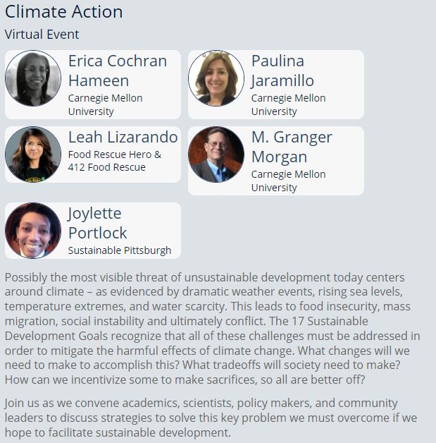 CMU_EPP's tweet photo. #intersectCMU includes a panel discussion on climate action featuring @PauliJllo and Granger Morgan on Friday Feb 11th. Register Online: https://t.co/RWH6WugRvL https://t.co/yoHzWmhwOs