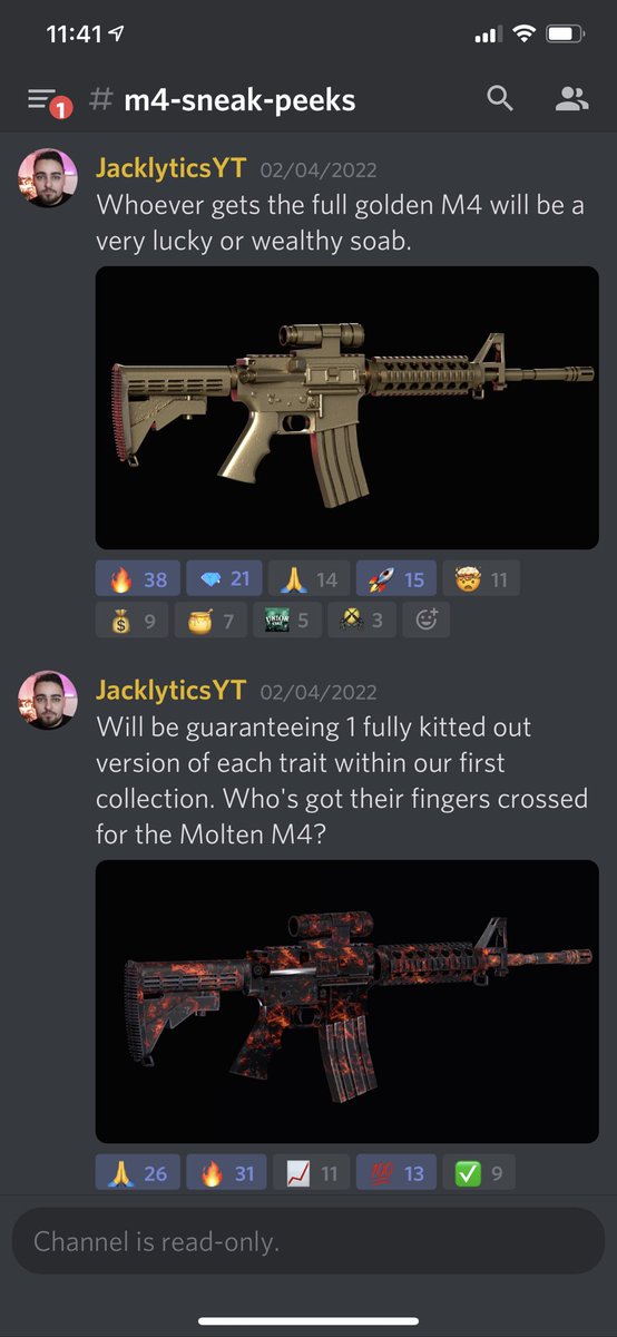 ItsTylerBozeman's tweet photo. @MattGarbarino @UnionOneNFT @JacklyticsYT The @UnionOneNFT fam is such a great community, thatβs why I hang out in the discord everyday! Look at this sick gun skin NFT you could get, gold is my favorite! #fortheunion #unionone #NFTCommunity #SolanaNFT https://t.co/t70uoVher8