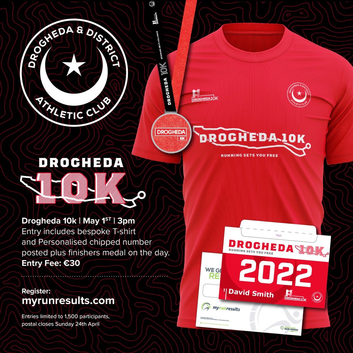 📍 Mark your calendars... Drogheda 10k takes place in just under 𝟭𝟮 𝘄𝗲𝗲𝗸𝘀 𝘁𝗶𝗺𝗲 - Sunday 1st May, 2022 📅

Make sure to tag your running partner - let them know it's time to begin training! 🏃‍♂️

👉🏼 myrunresults.com/events/droghed…

#LoveDrogheda #Drogheda10K #LouthChat