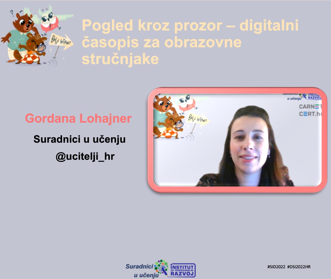 ucitelji_hr's tweet photo. Sigurno znate da je  prvi broj digitalnog časopisa Pogled kroz prozor objavljen 2008.godine! Glavna urednica Gordana Lohajner govori o njegovim počecima, objavljenim člancima, temama i o tome kako i vi možete postati autor   #DSI2022HR #SID2022 #UciteljiHR https://t.co/VRQwG3o1iP https://t.co/kqlDzI1gyC
