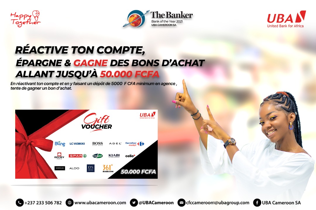 ubacameroon's tweet photo. Waouh!!!
Jusqu'à 50.000fcfa de bons d'achat à gagner. 🤩
Juste en réactivant son compte avec un dépôt minimum de 5.000fcfa !
A qui le tour ? 😜😎
#campagne #reactivationdecomptes #bondachat #tshirts #lots #labanquedigitaleleader #UBACameroon https://t.co/slgeOfWVbs