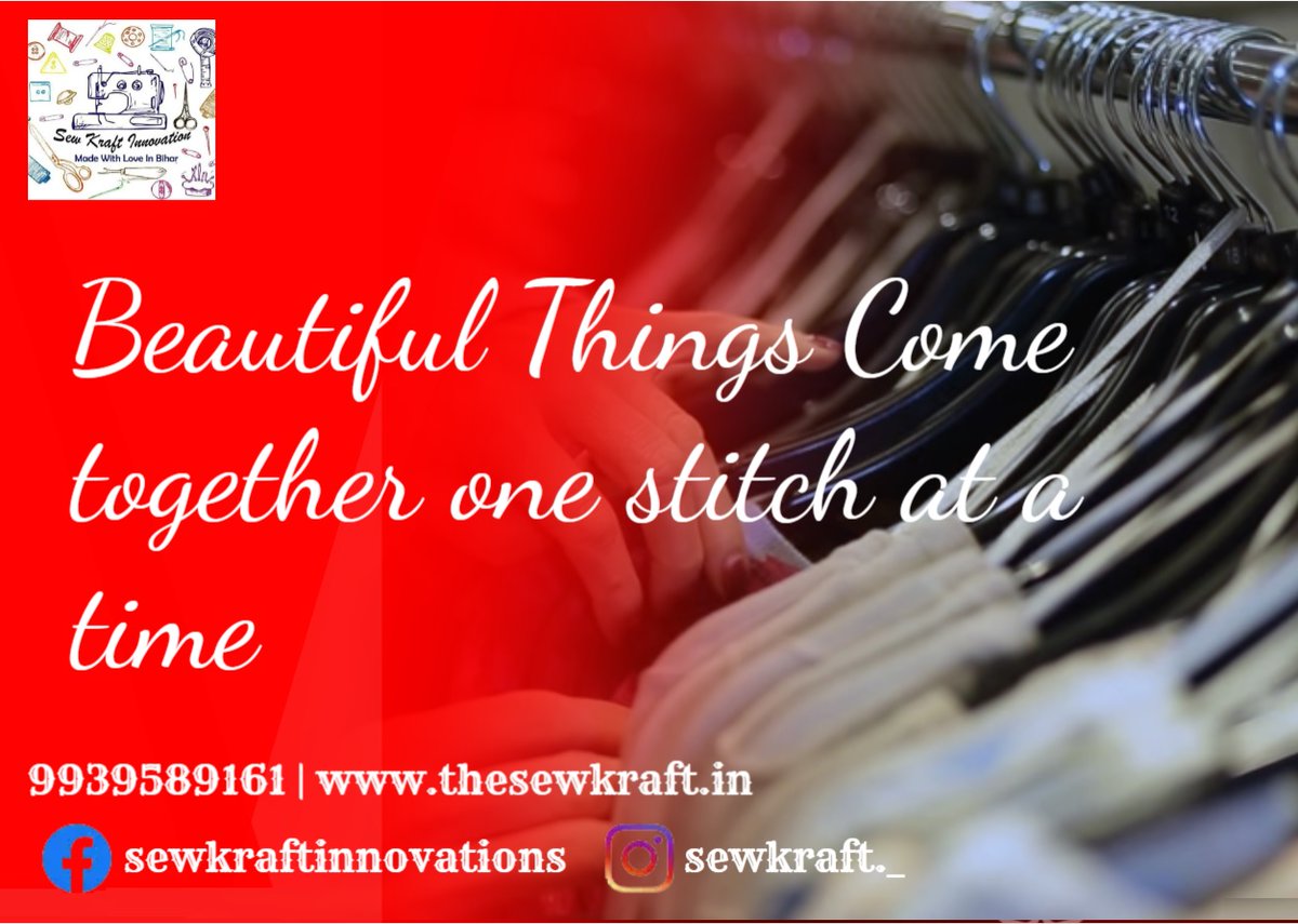 SewKraft's tweet photo. Beautiful Things Come Together One Stitch At A Time

Radha Indra Bhawan, Near Hotel President, Frazer Rd, Patna, Bihar. IND 800001
https://t.co/mWbppTI6Gq | 9939589161 | isewkraft@gmail.com

Facebook : https://t.co/luL9SIAWg1
Instagram : https://t.co/L2fRz4NkBY https://t.co/M6aaT69vhP