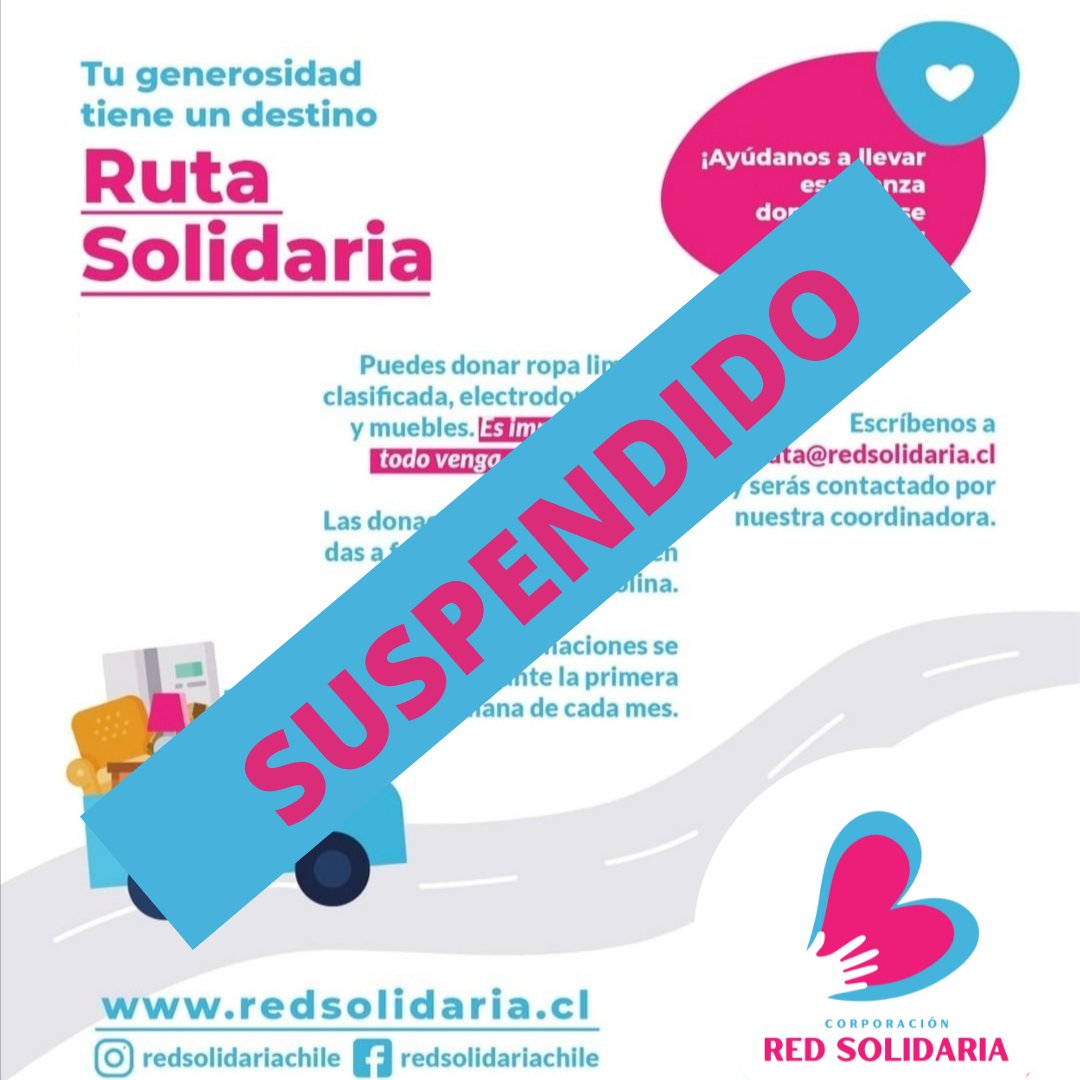 ⚠️Informamos a toda la comunidad que frente a la situación sanitaria del país y los altos índices de contagios por COVID-19, suspendemos hasta nuevo aviso nuestra Ruta Solidaria, por el momento no estaremos recibiendo ningún tipo de donación. A cuidarnos todos!! 😷🙌❤️