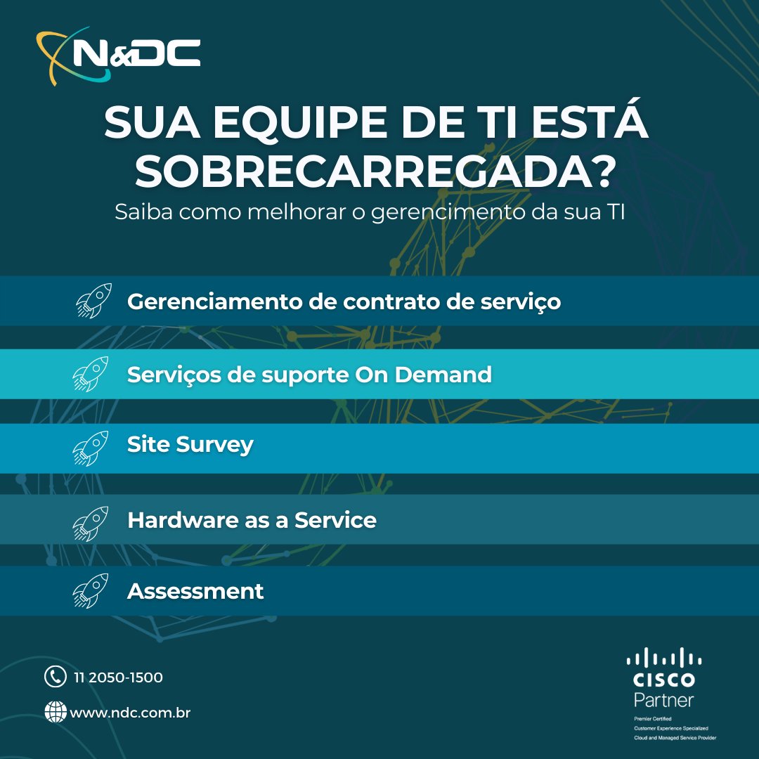 NDCSI's tweet photo. A eficiência da infraestrutura de TI dentro das empresas é fator essencial para se manter competitivo na nossa sociedade cada vez mais digital. Por isso, temos diversos serviços que guiarão a sua empresa para alcançar esta eficiência. #ndcsi    #cisco  https://t.co/yCLkfvE352 https://t.co/SvH1Xuhl45
