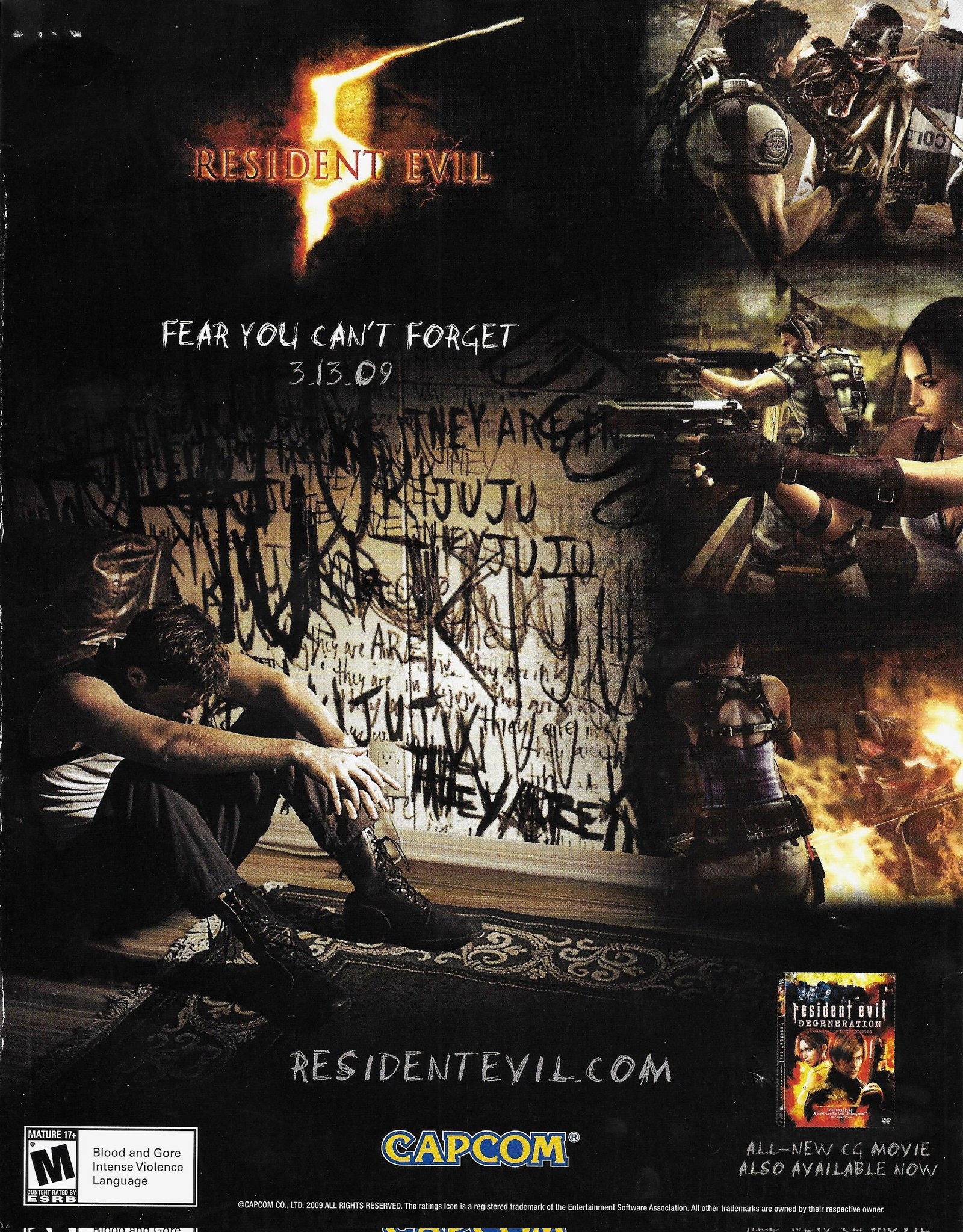 ORIGINAL Dual-Sided Resident Evil 5/Dead Rising Video Game Poster:11x17