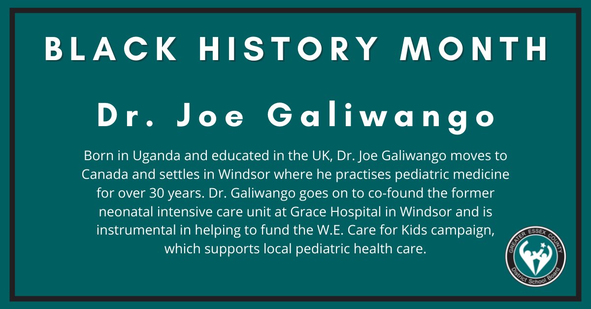 Born in Uganda and educated in the UK, Dr. Joe Galiwango moves to Canada and settles in Windsor where he practises pediatric medicine for over 30 years. #BlackHistoryMonth