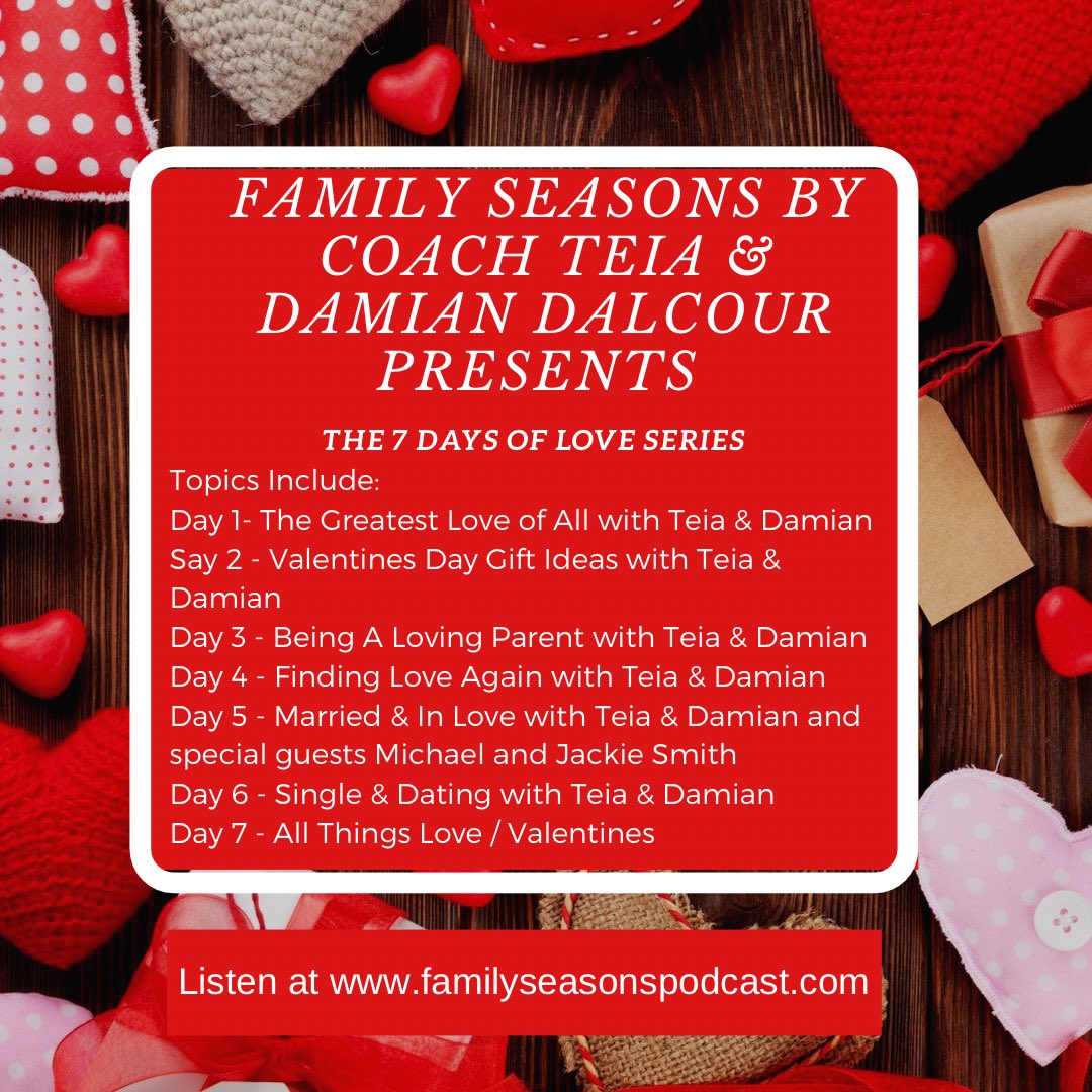 CoachTeia's tweet photo. Please join my cohost &amp; I for the 7 Days of Love Podcast Series just in time for Valentines Day! https://t.co/zH9jaoHjUc https://t.co/dox1hqtzXY