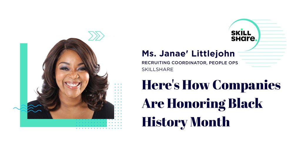 skillshare's tweet image. Celebrating #BlackHistoryMonth is a crucial part of the culture we’re building at #Skillshare. We’re proud to have been featured in this new @BuiltInNewYork story. Hear from Recruiting Coordinator Janae' Littlejohn on how we’re creating real impact: bit.ly/3IP0UJA