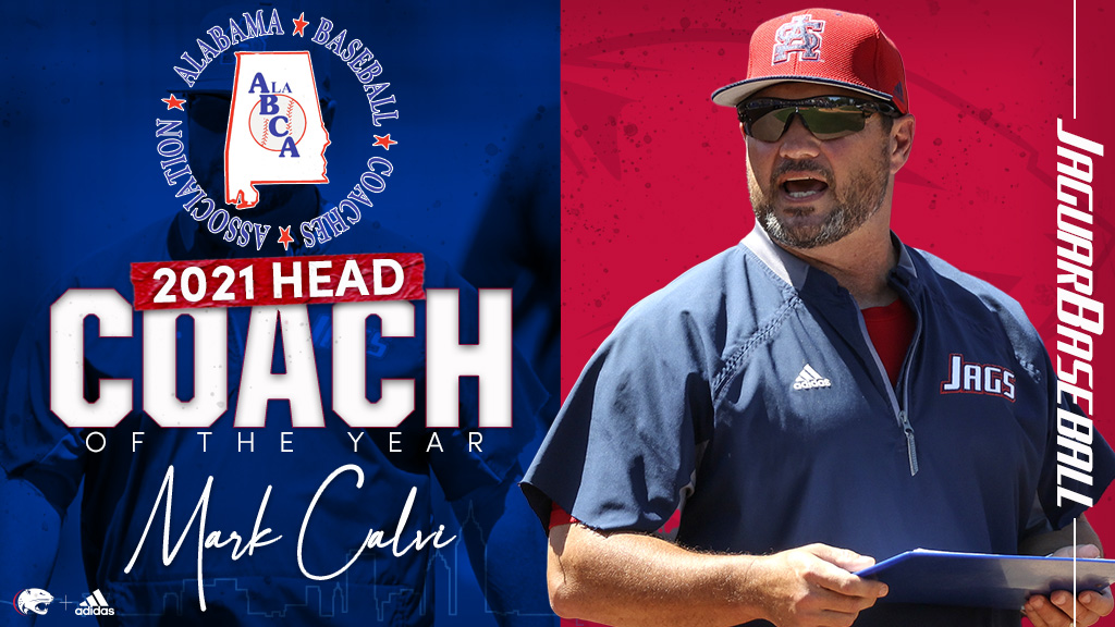 SouthAlabamaBSB's tweet photo. Congratulations to @MarkCalviUSA on being named the 2021 Alabama Baseball Coaches Association Large College Division - Division I Coach of the Year! https://t.co/j3J3WIfq2J