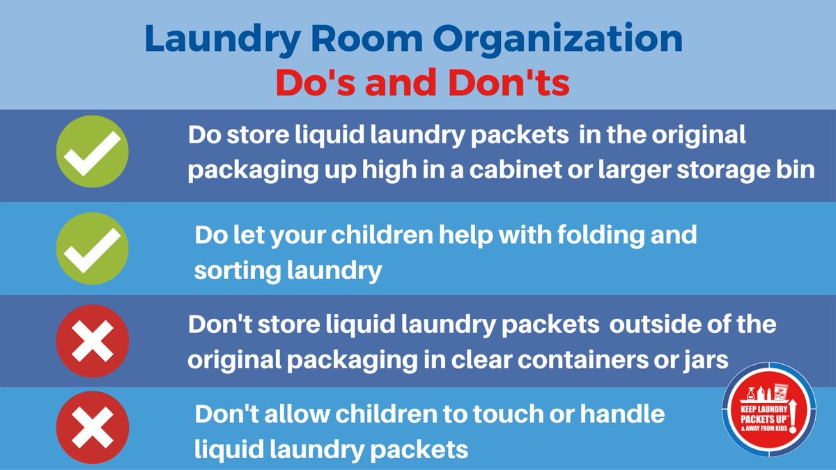 CleanInstitute's tweet photo. Learn the Do’s and Don’ts of laundry safety when it comes to storing liquid laundry packets and other detergents. Find out more at https://t.co/pUFKOxAkTb ! #StoreNotDecor #PacketsUp https://t.co/c0IdgoEYkT