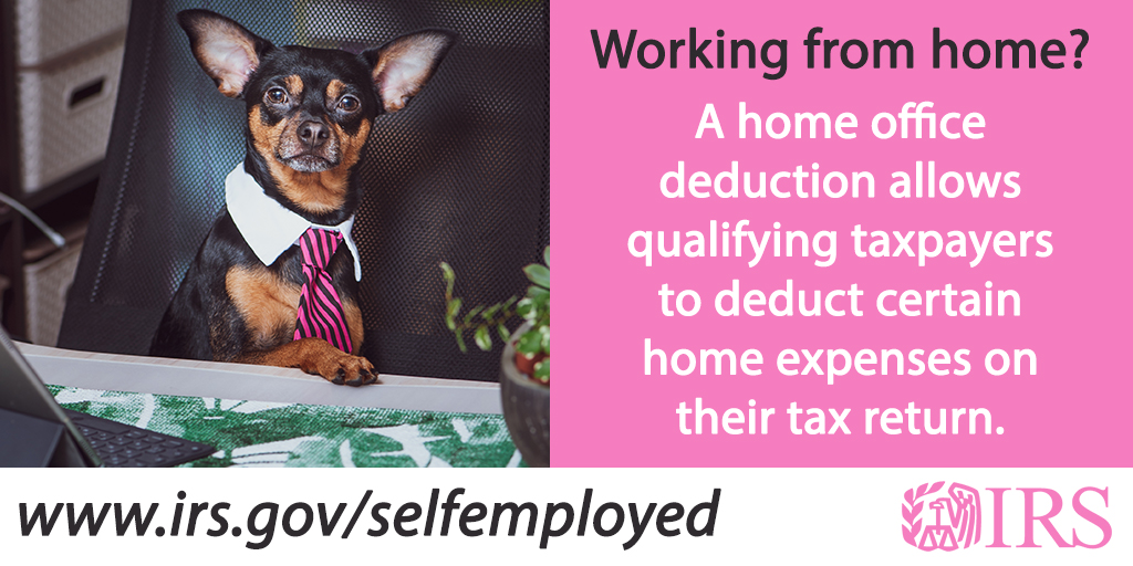 Learn more about the #IRS home office deduction: go.usa.gov/xtbkP. The simplified method can be found in Pub 587, Business Use of Your Home irs.gov/pub587 #IRSTaxTip