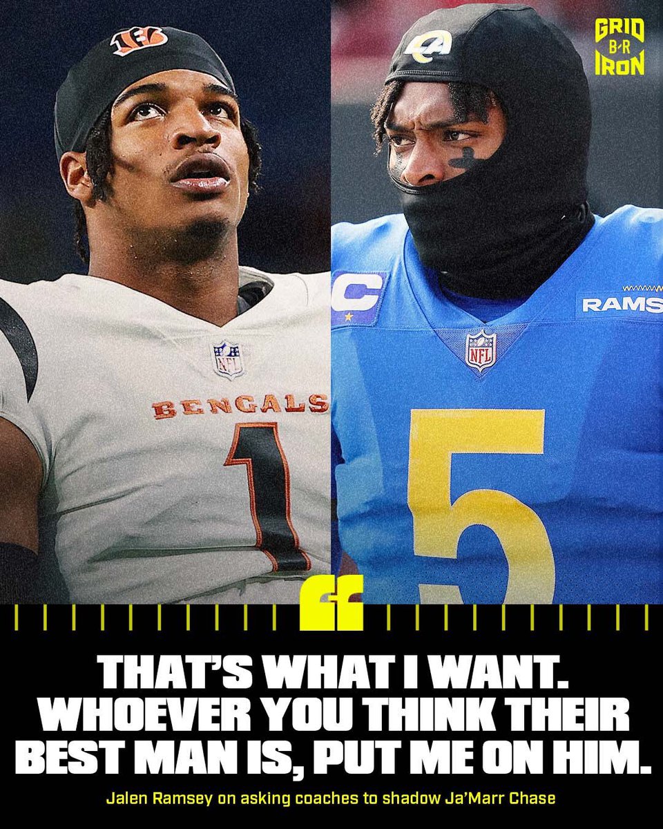 brgridiron's tweet photo. Jalen Ramsey wants the 1-on-1 with Ja’Marr 👀 

Who you got? https://t.co/oKfBzqyKuT