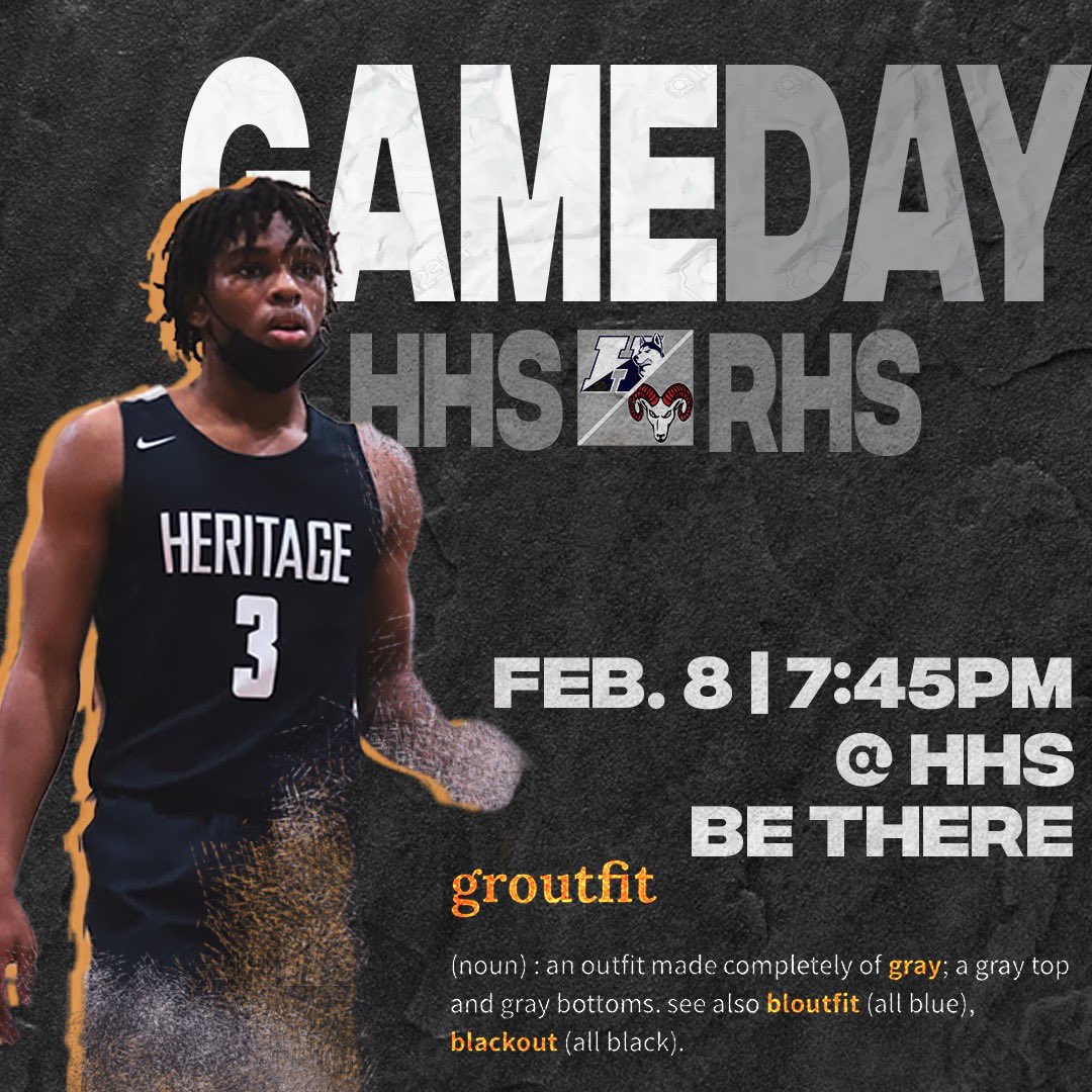 FINAL HOME GAME OF THE SEASON TONIGHT AGAINST ROLESVILLE‼️ HUGE GAME AND WE NEED EVERYONE TO BE THERE AND BE LOUD‼️
Groutfit☑️☑️
📍Heritage High School 
#HTown #RollSkies