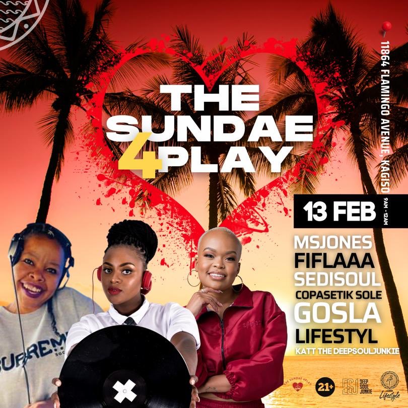 DeepSoulJunkie's tweet photo. This weekend’s hangout is a sweet serenade.
From Neo-Soul future classics and old school hip-hop to straight up soulful house. It’s #TheSundae4Play at Flamingo Lifestyle with
@MsJonesDJ
@Fif_laaa
@SediSoul
@copasetiksole
@Didilifestyle
#Gosla
| VIBES | MUSIC | GRUB | https://t.co/jsuwaVogjg