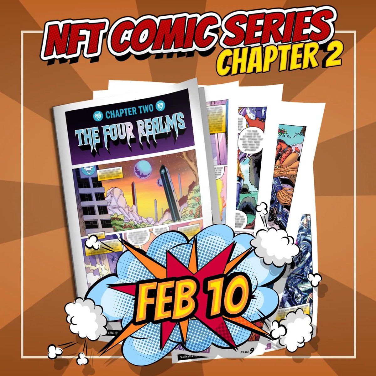 ⚔️Warriors of Velhalla!!!! 
Chapter two of the the official nft comic book series drops on Friday feb 10th. 🤯 The first drop sold out in 1 day so mark your calendars! You DO NOT want to miss this opportunity 😉 
#readthestory #extraperks #velas #metaverse #NFTs 🏆🦍