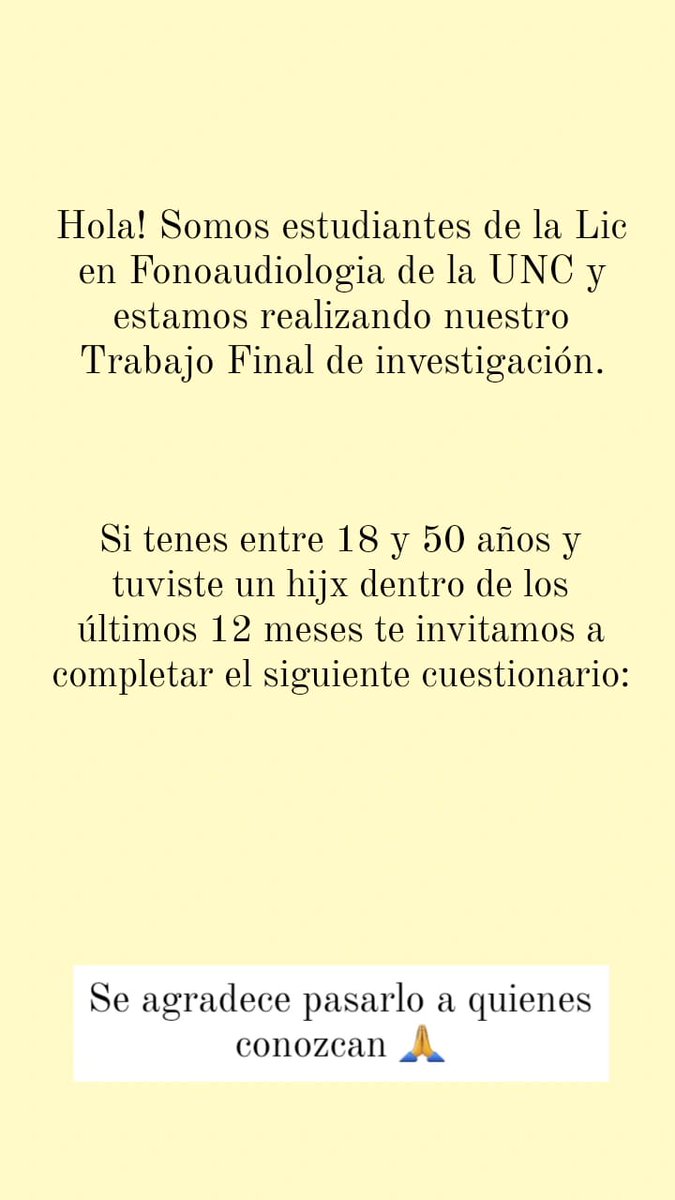 docs.google.com/forms/d/e/1FAI…

SI CONOCES A ALGUIEN POR FAVOR PASALE EL LINK ASÍ NOS AYUDA CONTESTANDO EL CUESTIONARIO. SE AGRADECE MUCHO 💜 <a href="/VivireNuevaCba/">VivirenNuevaCórdoba®</a>