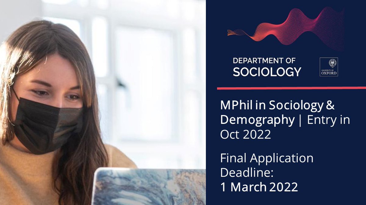 SociologyOxford's tweet photo. PROSPECTIVE STUDENTS | Only 3⃣ weeks left to apply for our MPhil programme - an intensive 2-year course with a focus on #demography that prepares students for doctoral study https://t.co/KEWeXiTP7A https://t.co/nByxeGgevv