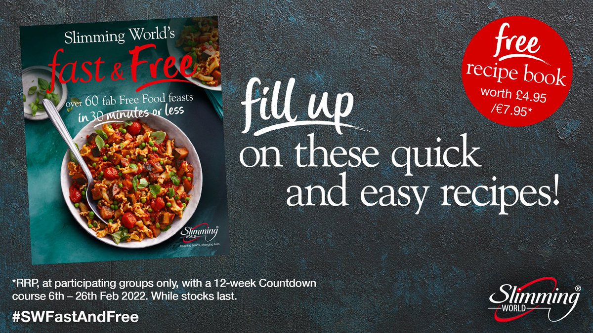 SineadSlimming's tweet photo. 🚨 Our #FreeFoodFestival Countdown offer ends on 26th February! Receive a free copy of our #SWFastAndFree recipe book when you commit to your #WeightLoss with a 12-week Countdown, gift voucher or Countdown extension 📚. @SlimmingWorld https://t.co/2E05eVz080