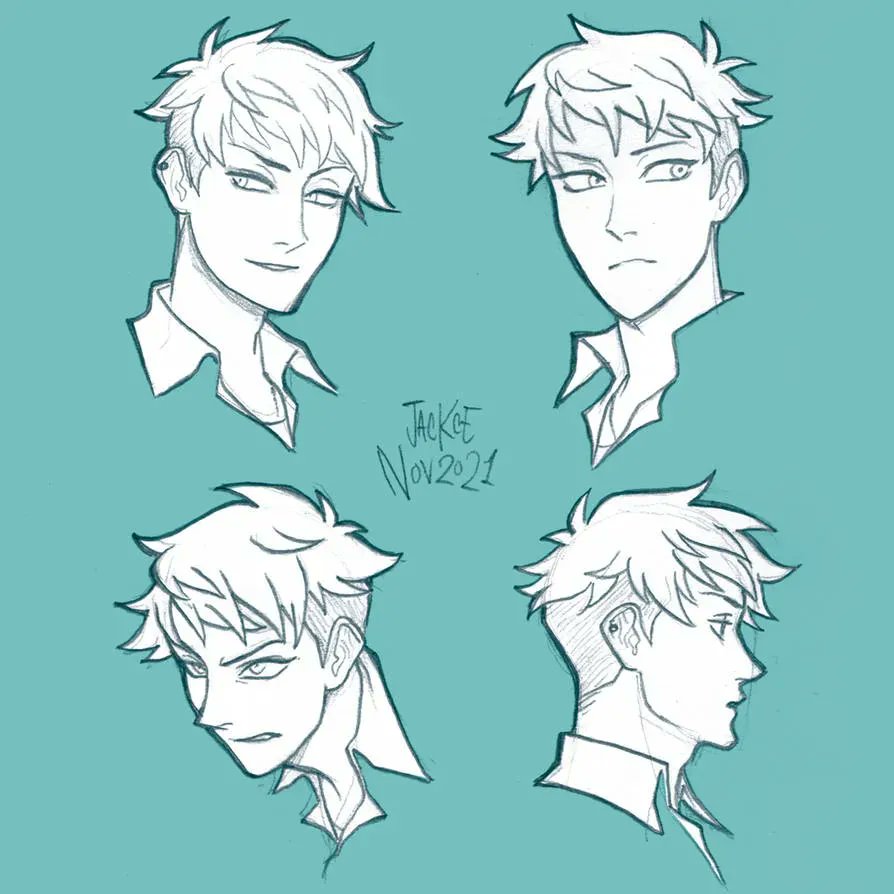 Male Anime Face Drawing Reference and Sketches for Artists