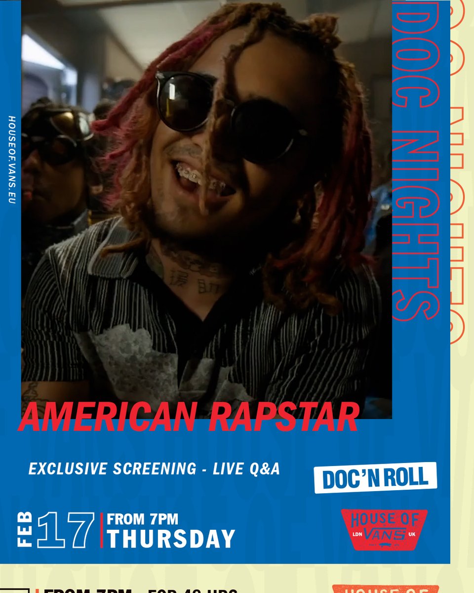 🎥 DOC NIGHTS: Join us on Thursday 17th February as @docnrollfest presents an IRL screening of American Rapstar; an eye-opening exploration of the SoundCloud rap phenomenon. Tickets are free, so hit our link below to book now to avoid missing out. bit.ly/3JfrsDM 🏠🏁