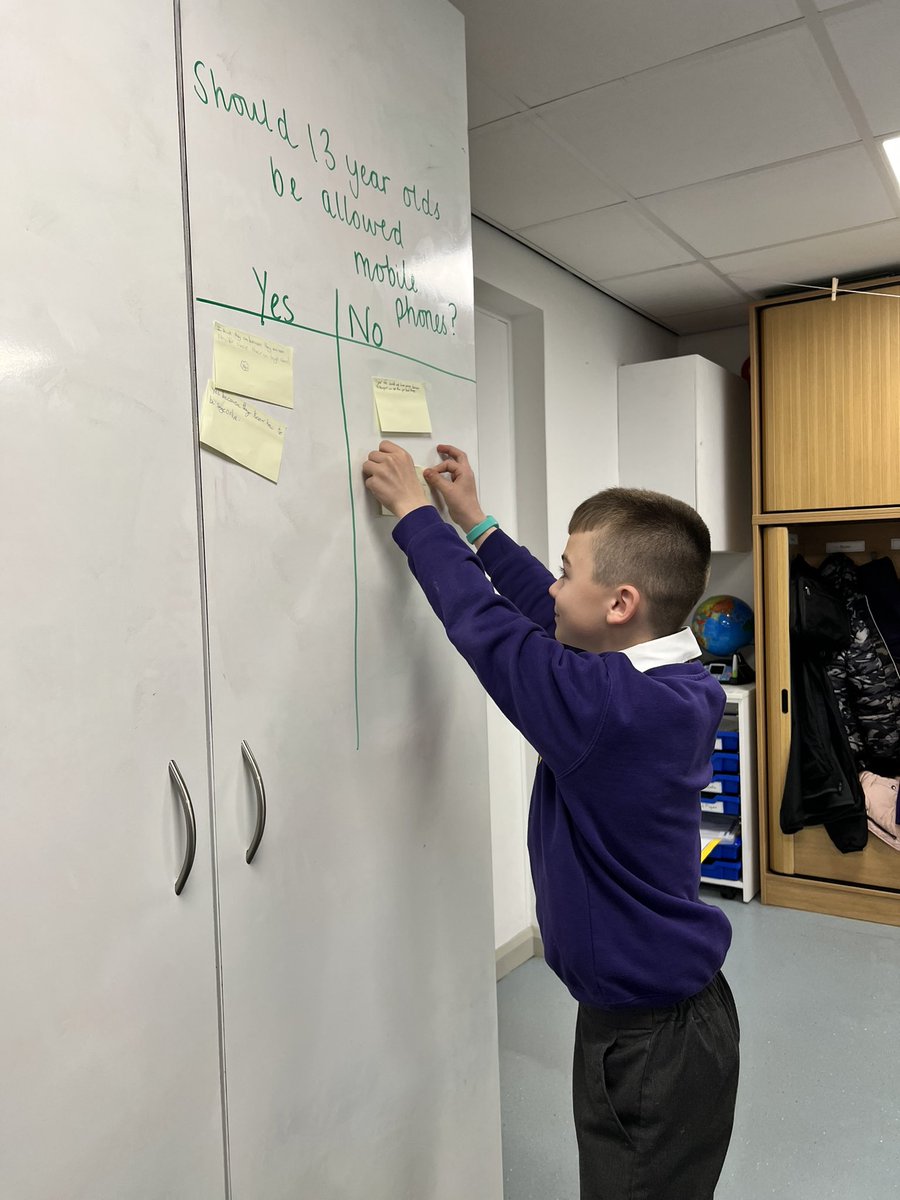 BirchwoodCE's tweet photo. As part of our #SaferInternetDay  Year 6 have been debating the topic ‘should thirteen year olds be allowed mobile phones?’. Some very passionate opinions and sensible ideas too inspired by the book, Troll Stinks. #bcepscomputing #bcepsy6 https://t.co/3VsEZho0Ru