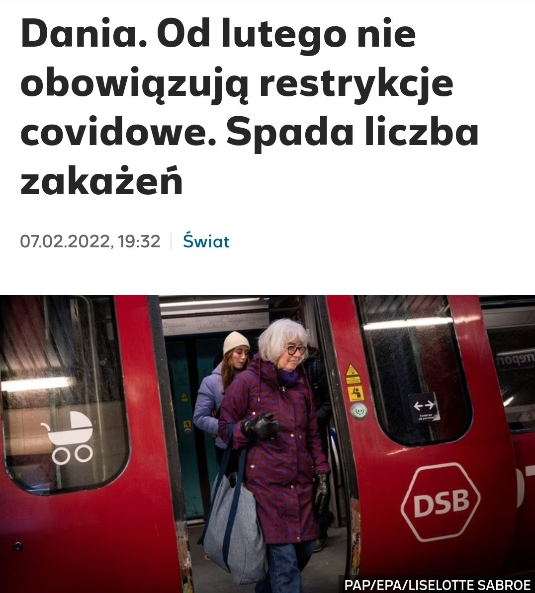 🇩🇰 Po zniesieniu restrykcji pandemicznych, w Danii notuje się niższe wskaźniki zakażeń koronawirusem. Dania jako pierwszy kraj w UE 1 lutego zniósł wszystkie restrykcje koronawirusowe.