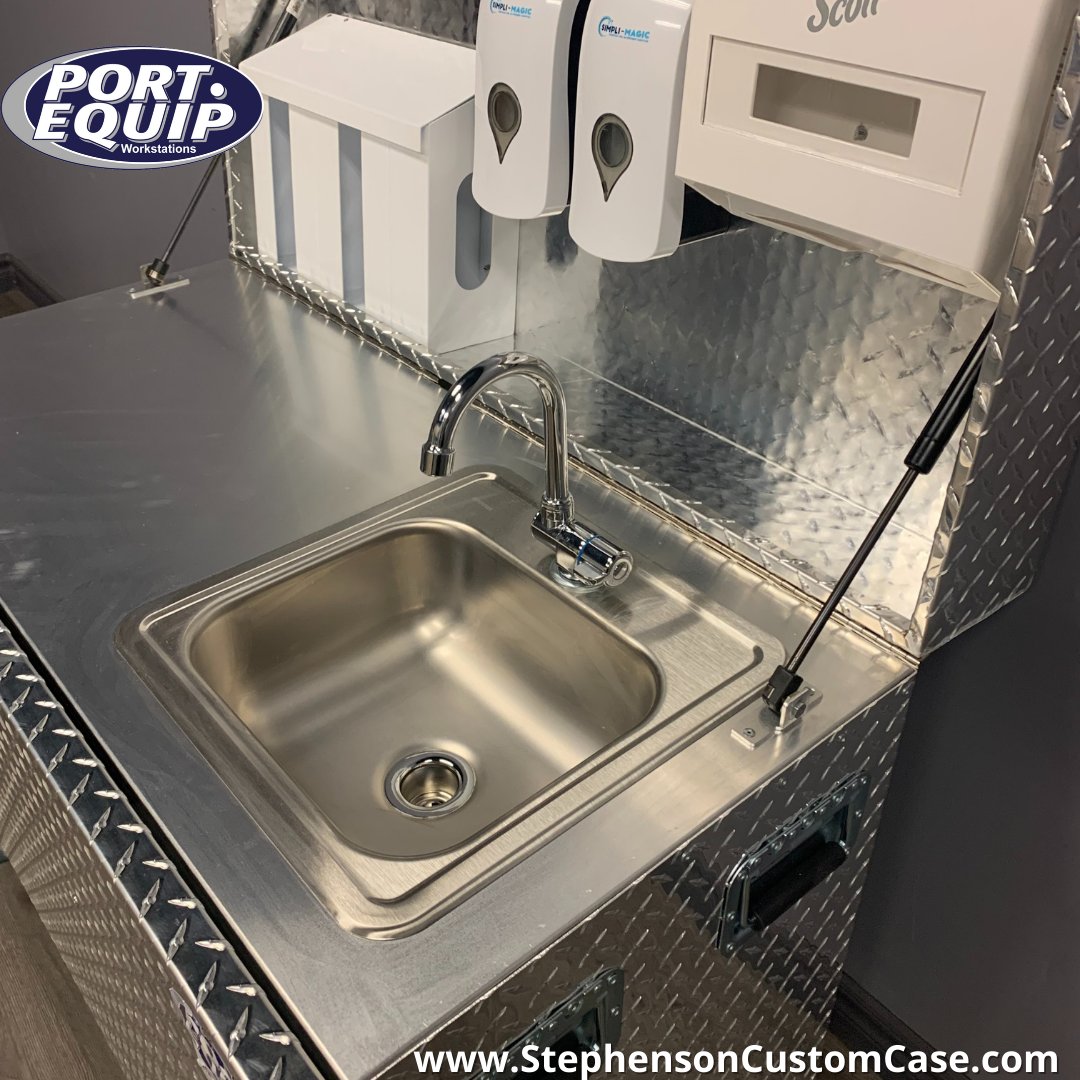 stephensoncase's tweet photo. #Introducing The #Sanitation Station 2.0 - #nowfeaturing #fullyfunctioning #mobilesink w/ #waterdispensing system (plugs into any 
standard 110 v outlet) &amp; includes #wastewater tank. 🚰
#Heavyduty #diamondplate #aluminum #construction, #rustproof, #mobile &amp; #waterresistant. https://t.co/FCI4jmwG6w