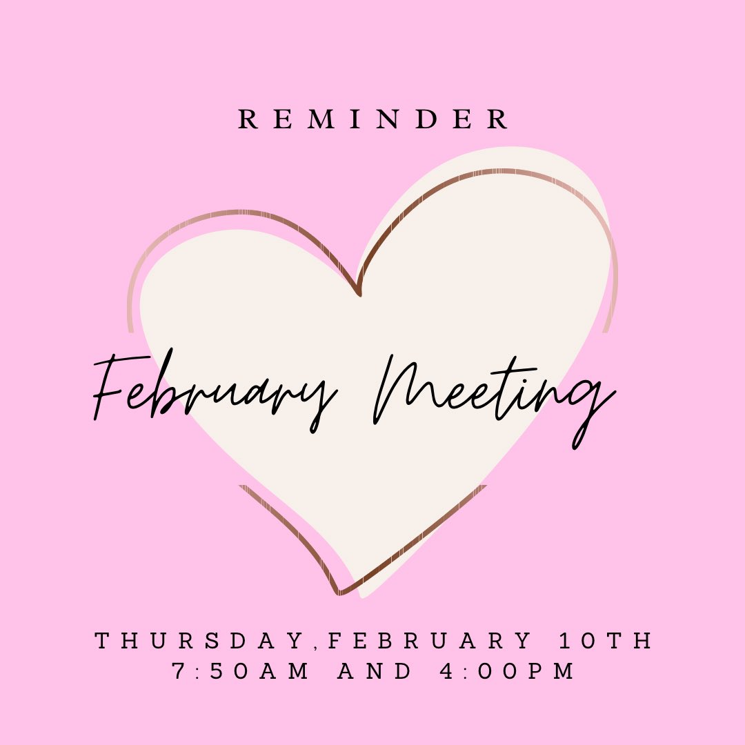 Our February meeting is this Thursday! We’ll be talking about our next event and doing a fun activity:)) see y’all there😊