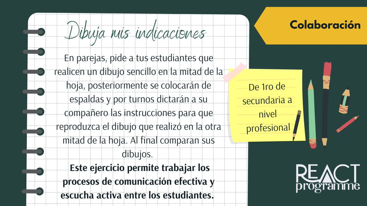 reactprogramme's tweet image. Estrategias| ¿Buscas una actividad para trabajar la escucha activa con tus estudiantes? 👉 ¡Aquí te proponemos una! 

#HSE #Educación