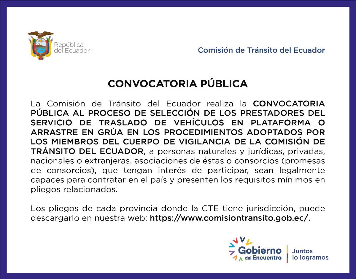 El servicio de grúas era uno de los servicios que generaba un % x debajo de la mesa.

#AHORA en <a href="/CTEcuador/">Comisión de Tránsito 🇪🇨</a> solo podrán brindar el servicio, proveedores que estén debidamente autorizados y con tarifas previamente establecidas. 

#VamosBienCTE
#Transparencia 
#JuntosLoLogramos