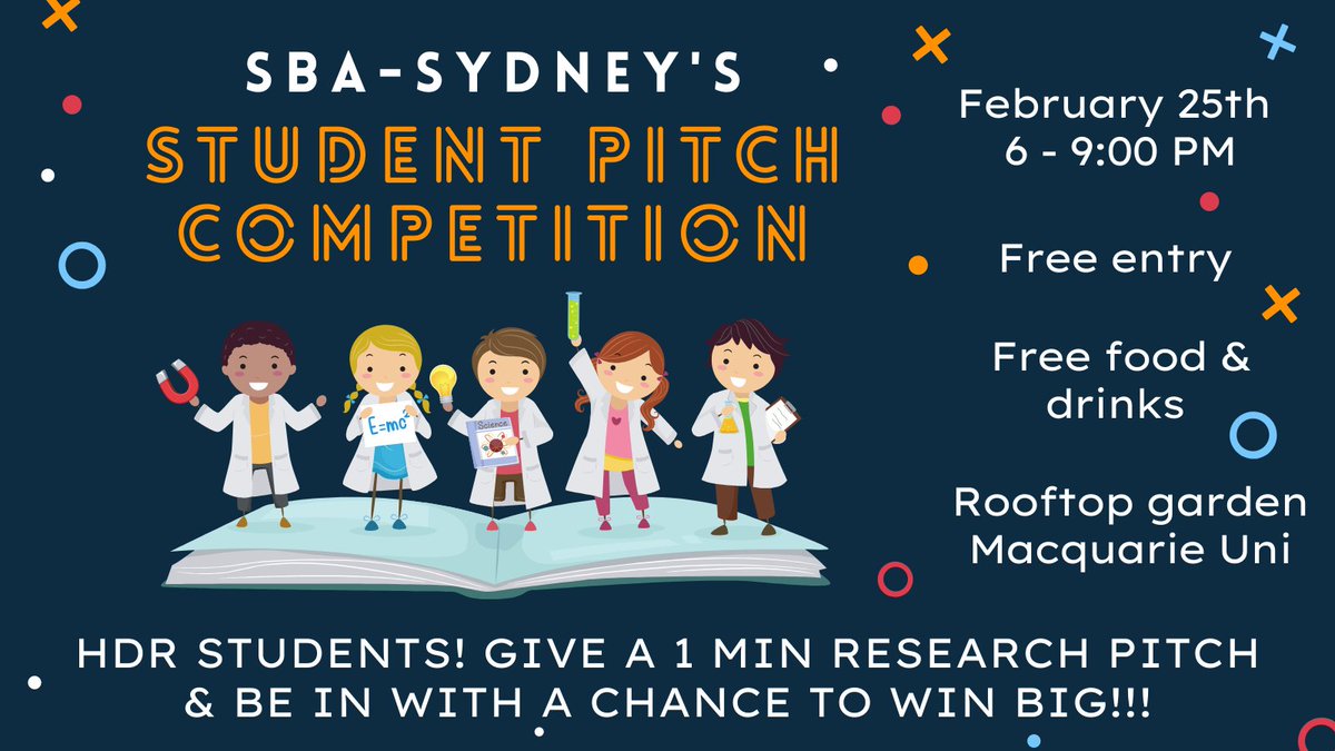 SBA-Sydney (@sbasydney) on Twitter photo First in-person meet-up of 2022 😀
📢 Calling local HDR students in #SynBio! Submit an abstract for a 1 min pitch on your research to win big!
Abstract submission:protect-au.mimecast.com/s/CjBGCNLJ8nfA…
Everyone register:protect-au.mimecast.com/s/sZGGCL7EPlFA…
Sponsors:<a href="/ARC_CoESB/">ARC Centre of Excellence in Synthetic Biology</a> <a href="/Decode_Science/">Decode Science</a> <a href="/NEBiolabs/">New England Biolabs</a> First in-person meet-up of 2022 😀
📢 Calling local HDR students in #SynBio! Submit an abstract for a 1 min pitch on your research to win big!
Abstract submission:protect-au.mimecast.com/s/CjBGCNLJ8nfA…
Everyone register:protect-au.mimecast.com/s/sZGGCL7EPlFA…
Sponsors:<a href="/ARC_CoESB/">ARC Centre of Excellence in Synthetic Biology</a> <a href="/Decode_Science/">Decode Science</a> <a href="/NEBiolabs/">New England Biolabs</a>