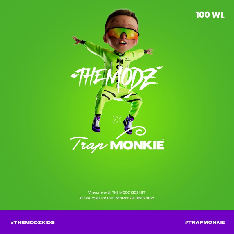 TheModzKids's tweet photo. Only about 3hrs left until @TrapMonkie WL giveaway ends! 

Head over to the discord and read the latest announcement🙌🏾
https://t.co/do4UxFLlWB https://t.co/UNpT1OMSCH