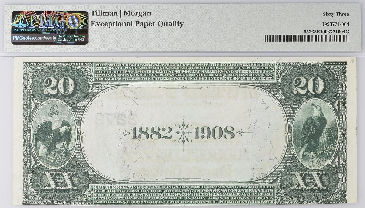 PMGnotes's tweet photo. This Duquesne National Bank $20 is one of more than 250 PMG-certified National Bank Notes being offered in a sale by Heritage Auctions. Explore the auction: https://t.co/9HUl4rP1ry #numismatics #banknote #papermoney #notecollecting #papermoneycollecting #nationalbanknotes https://t.co/6I5b959pUI