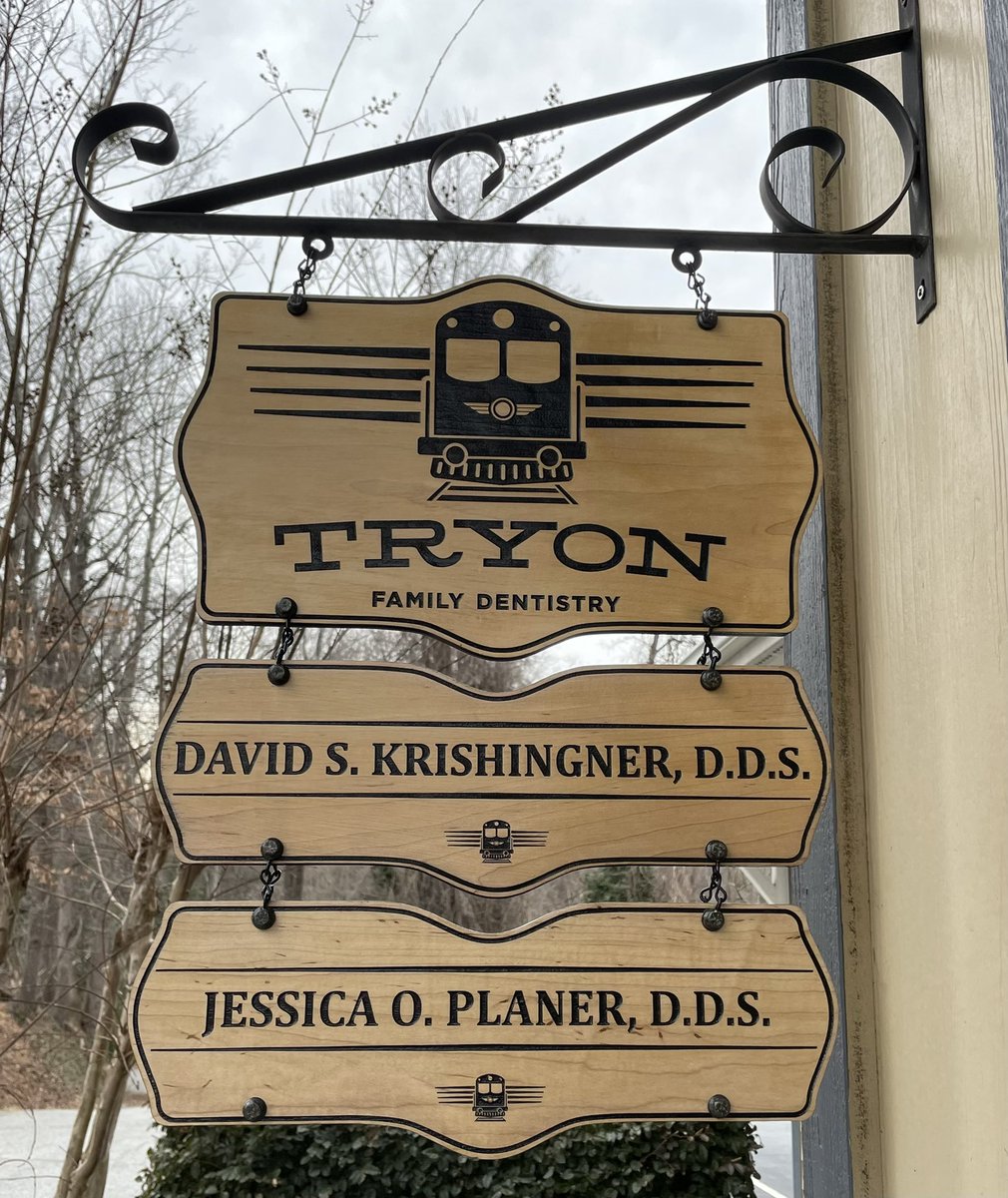 Had the pleasure to paint the letters on one of the first signs I made for Tryon Family Dentistry and refinish it to undo some sun exposure.  I love the new contrast! #tryonfamilydentistry #customsigns #laserengraving #maple