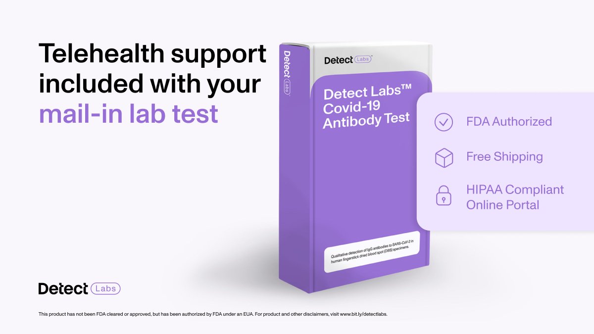 Detect_Labs's tweet photo. We’ve made the process simple, the test easy, and telehealth support available whenever you might need it. Order your Detect Labs™ Covid-19 Antibody Test today at https://t.co/1KgiJ6waMN. https://t.co/pNSYnR76j9