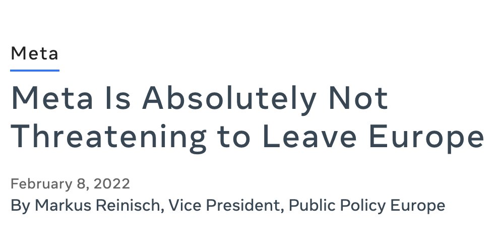 .@meta threatens to leave the EU: a 4-act comedy.