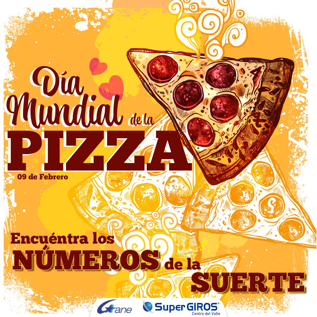 Hoy es el Día mundial de la Pizza y queremos celebrarlo contigo, encuentra los 5 #NúmerosDeLaSuerte que tenemos para ti aquí 👇🢃👇🢃👇🢃👇🢃👇🢃

#Gane #SuperGIROS #DíaMundialDeLaPizza