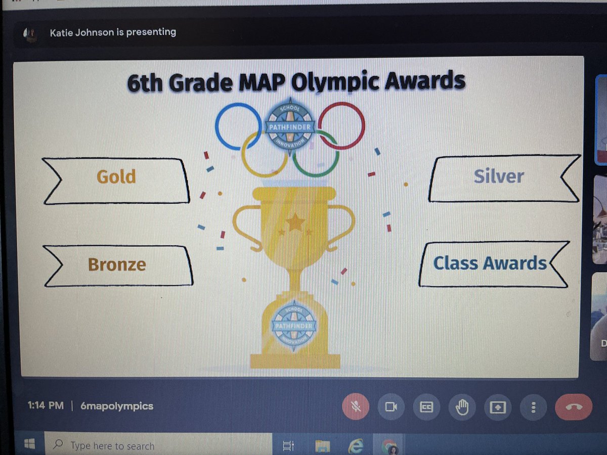 PathfinderJCPS's tweet photo. Excited about our 6th Grade MAP Olympic Medal Ceremony!  Congrats to all students! #jcpspath https://t.co/Eg7MUic8L4