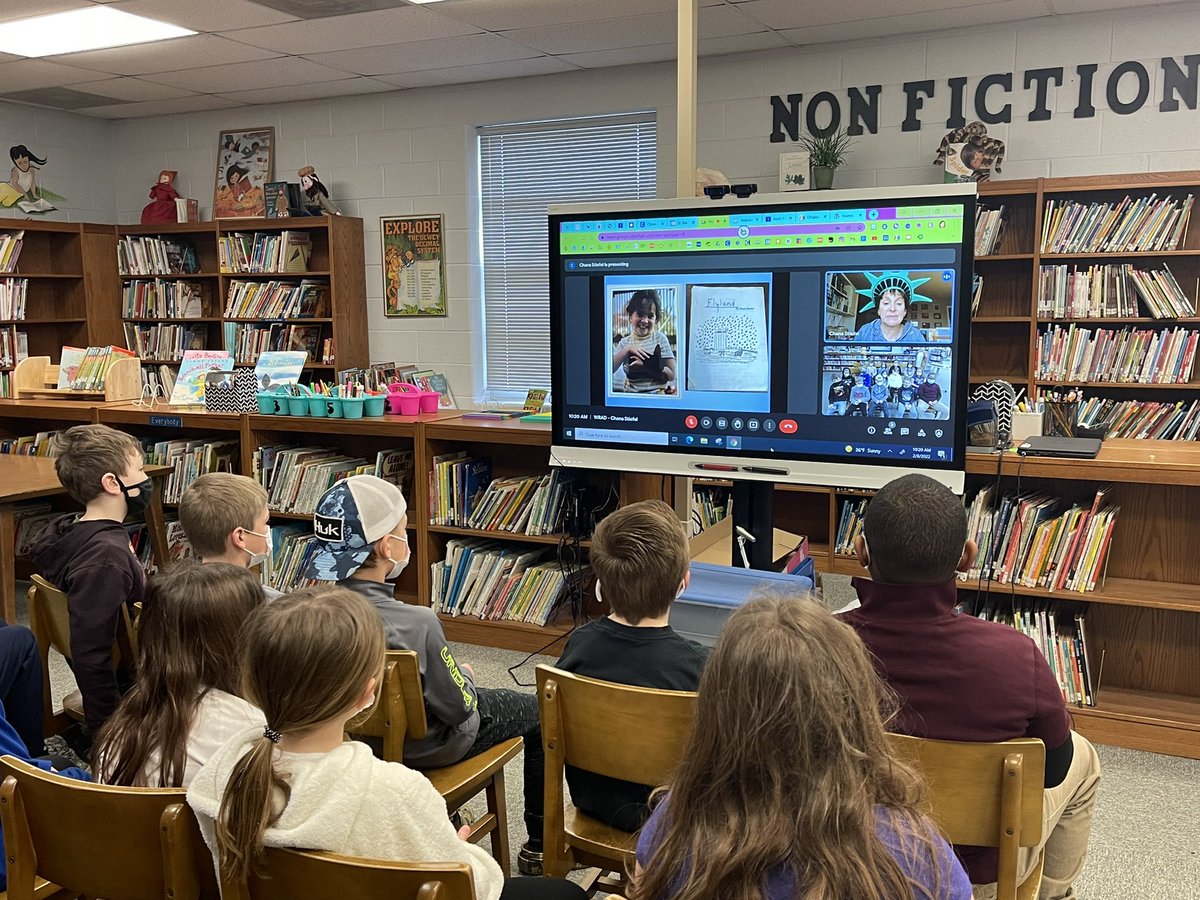 readknowgrow's tweet photo. Ms. Eagan’s class got to meet with author, @chanastiefel and they learned all about the Statue of  Liberty in the book called, Let Liberty Rise!  Thank you for celebrating World Read Aloud Day a week late! https://t.co/tyJEqpC2wO