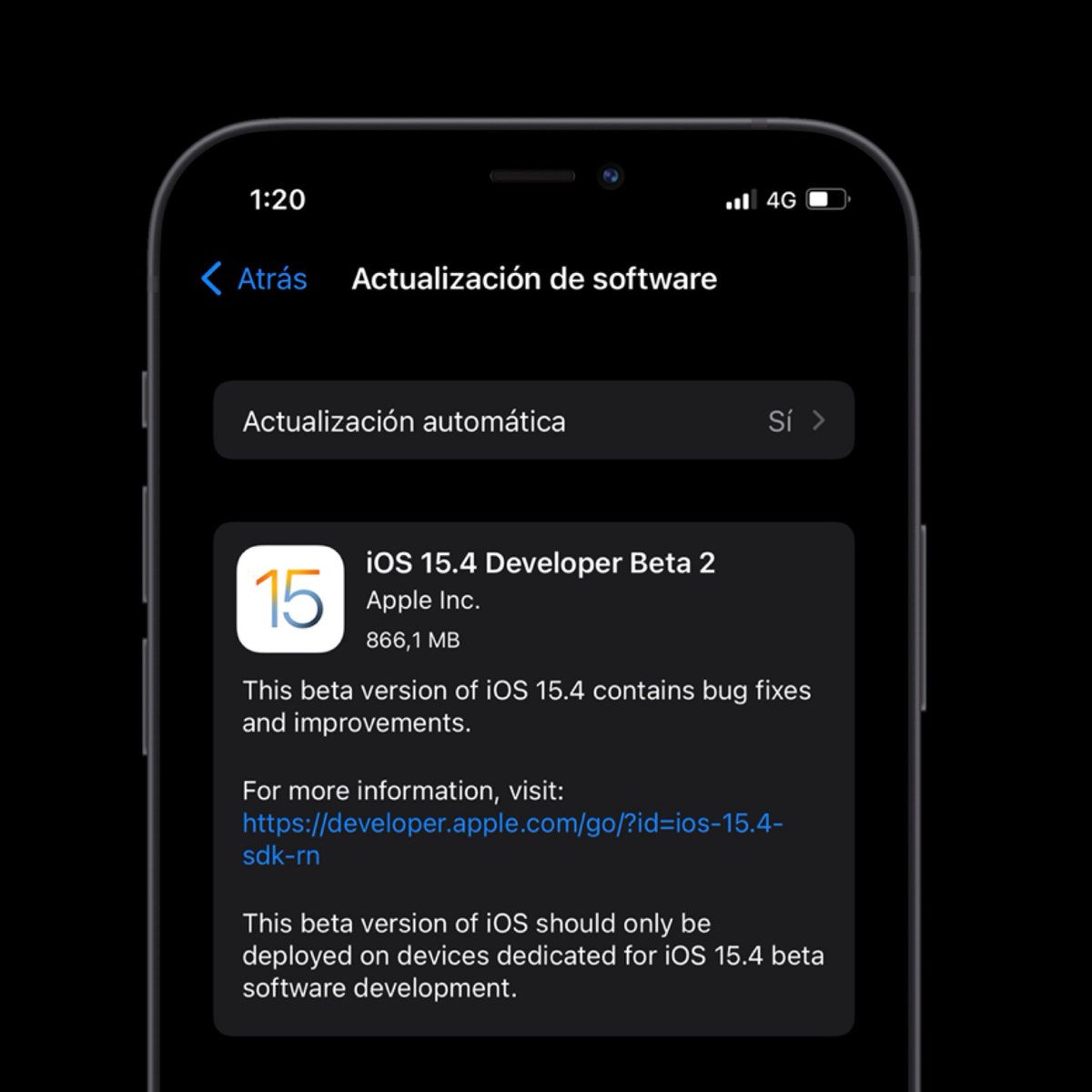 ZonaAppleWorld's tweet image. 🚨Se ha lanzado la 2 Beta para Desarrolladores de iOS 15.4 #iPhone #iOS154DevBeta2
