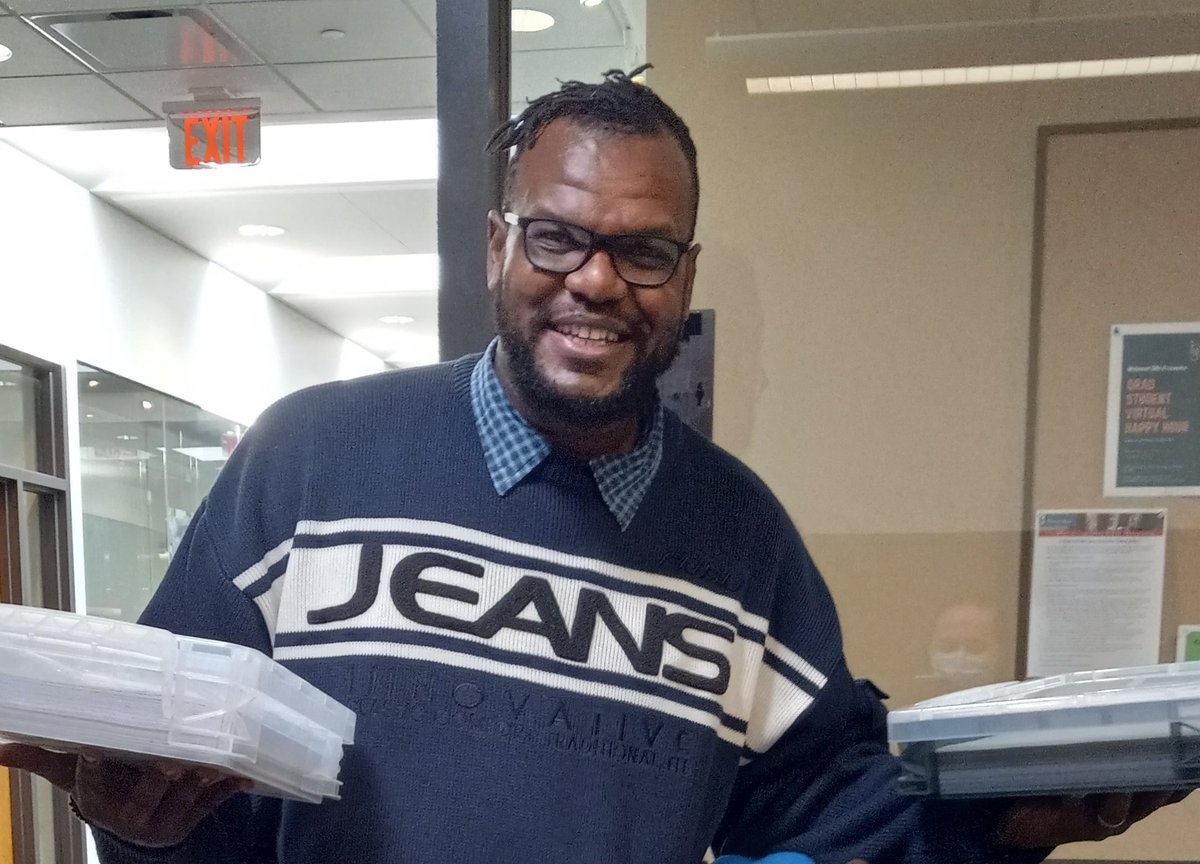 WheatonBTS's tweet photo. Special delivery! Ph.D. student Tyran Laws has submitted his dissertation defense drafts. What an accomplishment. Congratulations, Tyran! #almostPhinishD #soontobePhD @WheatonBTS @WheatonCollege https://t.co/Zq0FP2zaJU