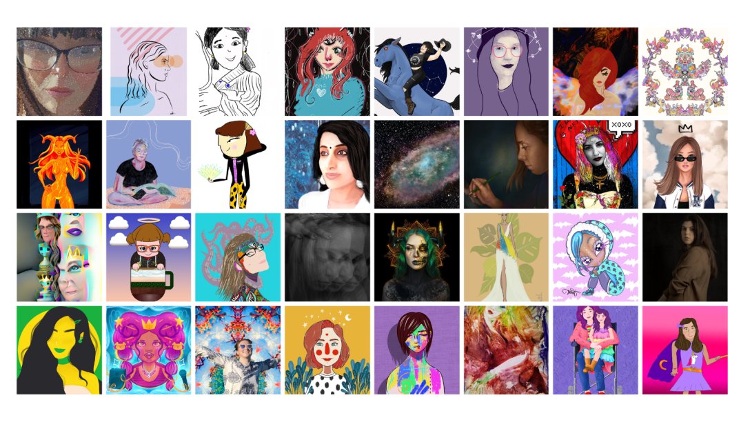 HunnysNFT's tweet photo. 👑#NFTQueens Charity Event👑

Supporting #WomeninNFTs ⭐️This 1/1 auction spotlights 80+ women &amp; gender-diverse artists 

⭐️Proceeds go 50/50 between creators and approved charities

🎀BID NOW🎀

Dutch auction counts down from 1E
https://t.co/oHOEBrEAIH
ENDS Feb 11 8pmEST https://t.co/mN4CFaniKt