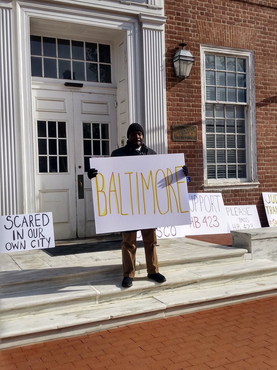 CAnderson2020's tweet photo. I'm in Annapolis so our voices can be heard. It’s feels our cry for help have fallen on deaf ears from the local officials. Legislation needs to be passed to keep repeat offenders off the street. @GovLarryHogan has proposed The Emergency HB 423 to help with this. #SaveBaltimore https://t.co/dezagQ4tWZ