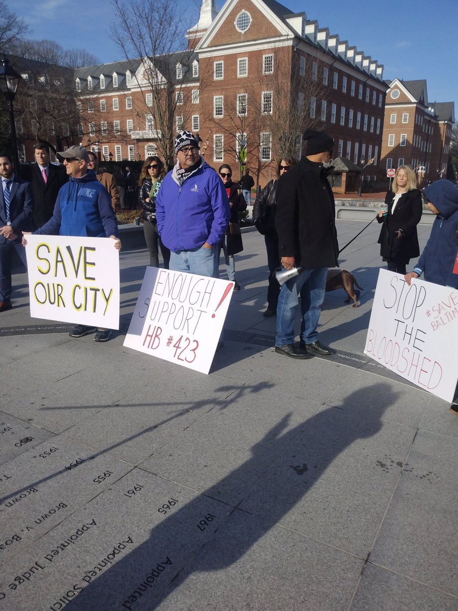 CAnderson2020's tweet photo. I'm in Annapolis so our voices can be heard. It’s feels our cry for help have fallen on deaf ears from the local officials. Legislation needs to be passed to keep repeat offenders off the street. @GovLarryHogan has proposed The Emergency HB 423 to help with this. #SaveBaltimore https://t.co/dezagQ4tWZ