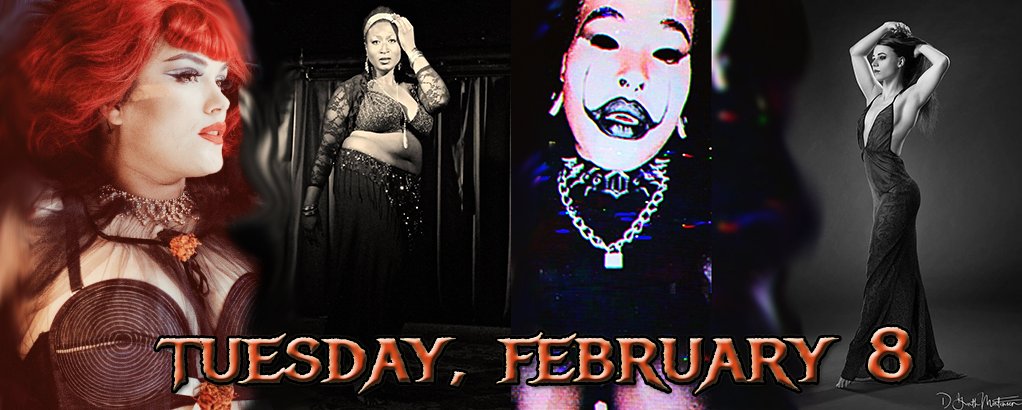 Tonight at #thecoffinclubpdx it's #burlynomicon , featuring <a href="/RizzoRogue/">Rizz</a> #radeyahvashti #witchprince &amp; #vennamiss
Tix still avail... burlynomicon-february.eventbrite.com