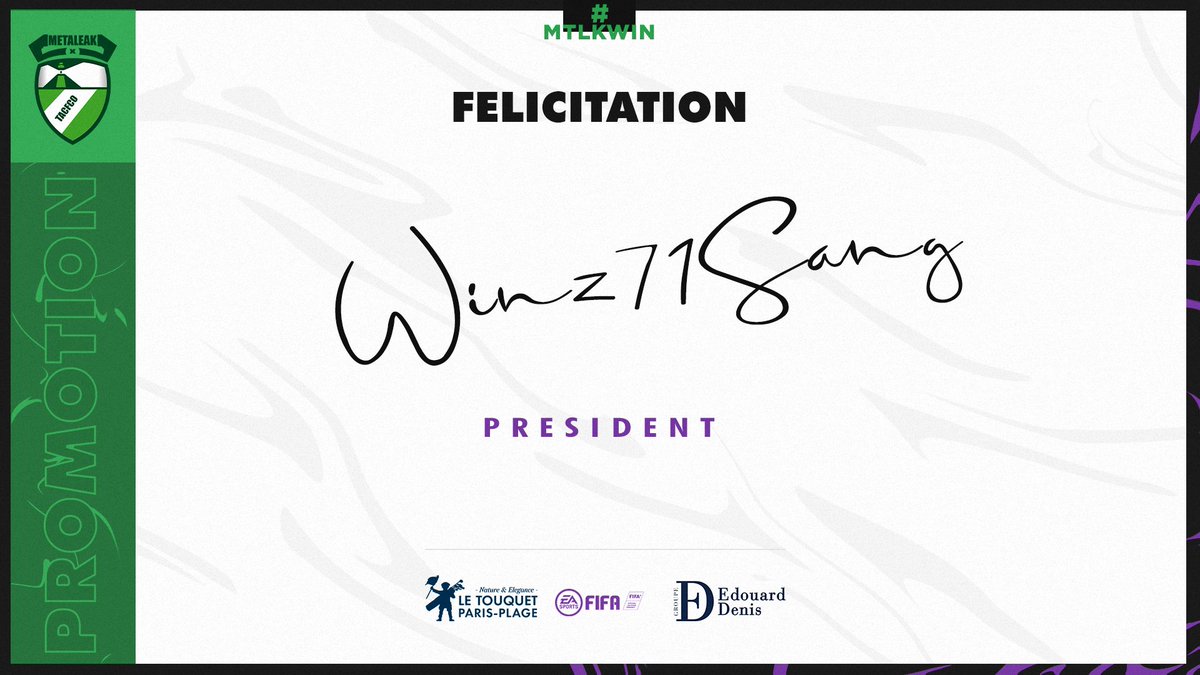 Changement de direction pour notre équipe FIFA! 

Un grand merci à <a href="/MTLKgmdiabolo/">jéjé diaboloo</a> pour son travail depuis nos débuts ensemble ❤️

Et félicitations à <a href="/winz_winz/">winz71sang</a> pour sa promotion amplement mérité! 🤝👏

Même aventure, même objectif, nouveau président 👊