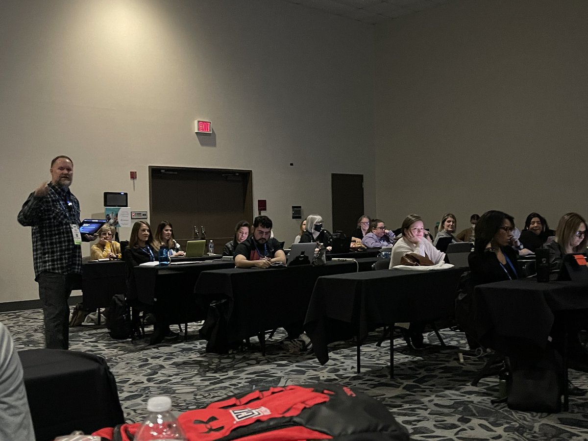 <a href="/LcisdMatt/">Matt Holley </a> is working the room during his #TCEA2022 presentation!  What a great conversation about using video in the classroom!